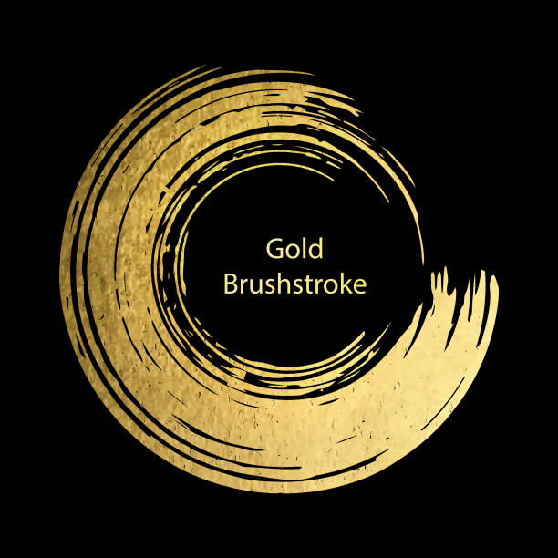 istock Gold round design templates for  for poster, brochure, invitation, cover book, catalog,   , banners . Vector golden abstract  background. Gold brushstroke. 949500366