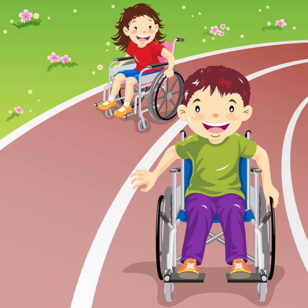 ilustraciones, imágenes clip art, dibujos animados e iconos de stock de juegos paraolímpicos - physical impairment athlete sports race wheelchair