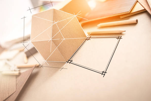 istock design concept with material sample with stone laminate veneer wooden pencil with free copy space for your creativity ideas text 949509678