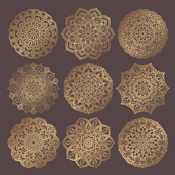 ilustrações de stock, clip art, desenhos animados e ícones de mandala vector design elements collection - round bale