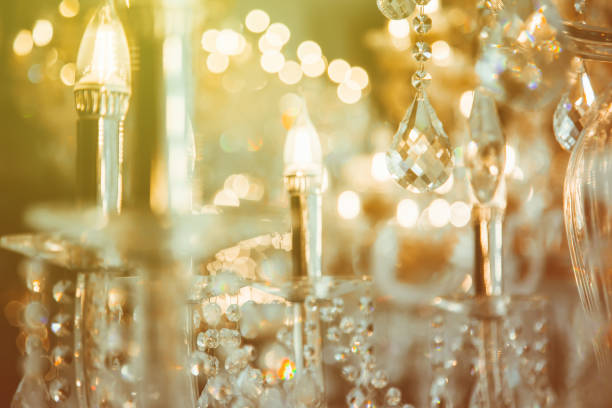 istock Chrystal chandelier close-up. Glamour background with copy space 949510718