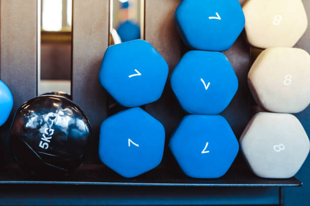 istock dumbbells lie in the gym 949515598