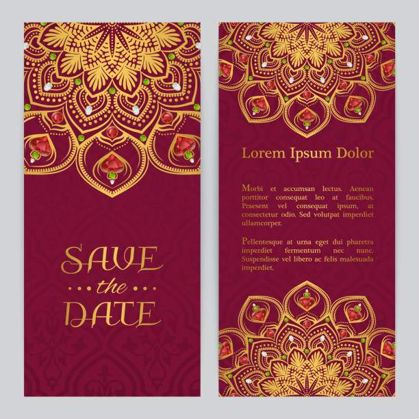 Bright wedding invitation vector art illustration