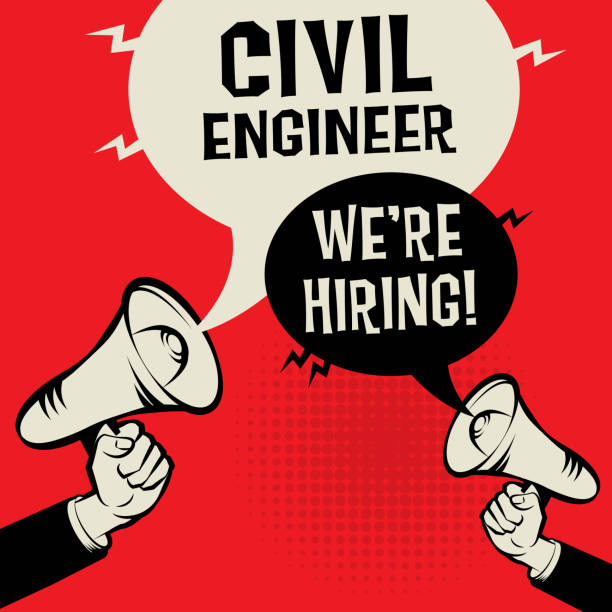 Civil Engineer - Were Hiring Megaphone Hands business concept with text Civil Engineer - Were Hiring, vector illustration construction hiring stock illustrations