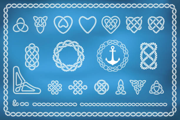 satz von nautischen seil knoten - celtic knot illustrations stock-grafiken, -clipart, -cartoons und -symbole