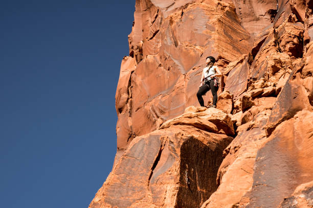 istock Female Rock Climber at the Summit 949565868