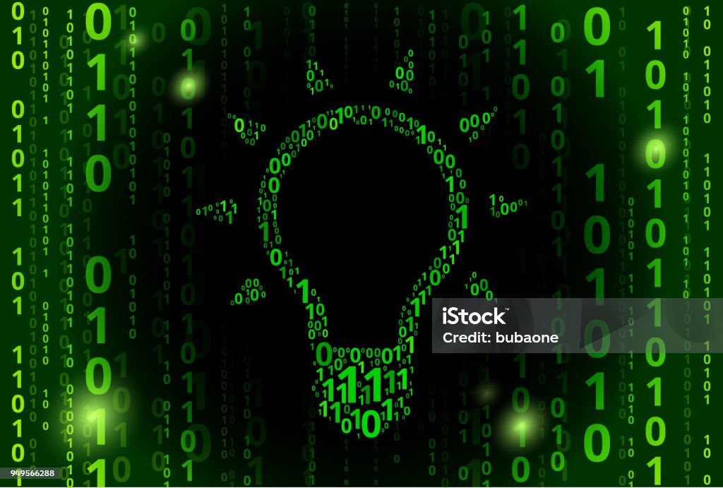 Light Bulb Binary Code Vector Pattern Background Stock Illustration ...