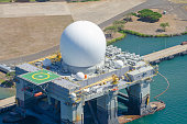 aerial view of Sea-based X-band Radar in Pearl Harbor, Hawaii