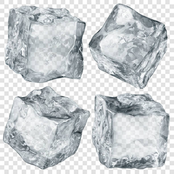satz von transparenten eiswürfel - eiswürfel stock-grafiken, -clipart, -cartoons und -symbole