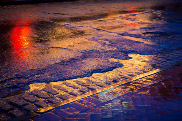 Rain on Bourbon Street in the city of New Orleans
