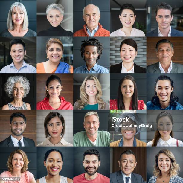 Kopfschussporträts Von Diversen Lächelnde Menschen Stockfoto und mehr Bilder von Multikulturelle Gruppe