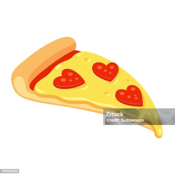 Pepperoni Pizza Love Stock Illustration - Download Image Now - Pizza, Slice of Food, Illustration
