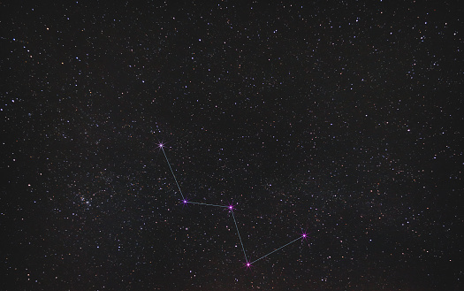 constellation of Cassiopeia in the endless expanse of the night sky, a real photo of deep space