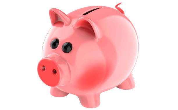 istock pink pig piggy bank isolated on white background, 3d render. 949610966