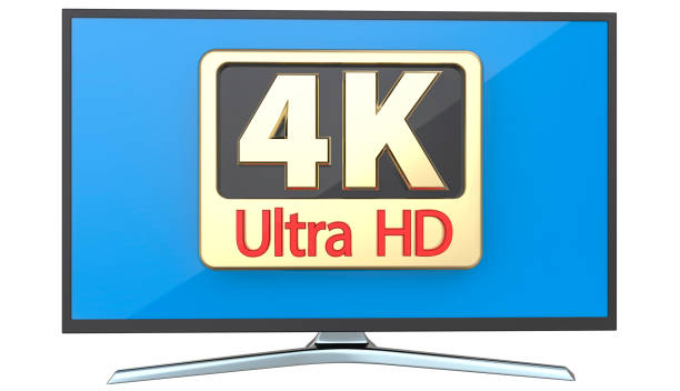 istock Ultra high definition digital television screen technology concept: 4K UltraHD TV or computer PC monitor display isolated on white background 3d render 949611468