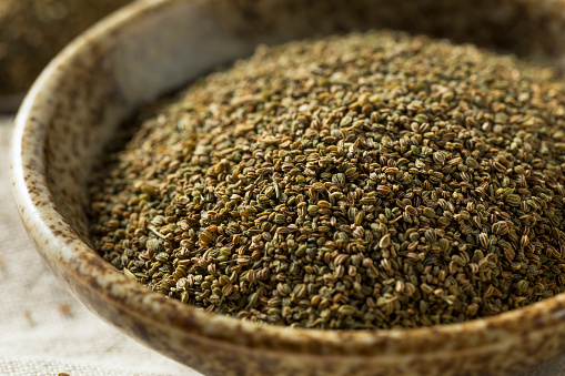 Healthy Dry Organic Celery Seeds in a Bowl