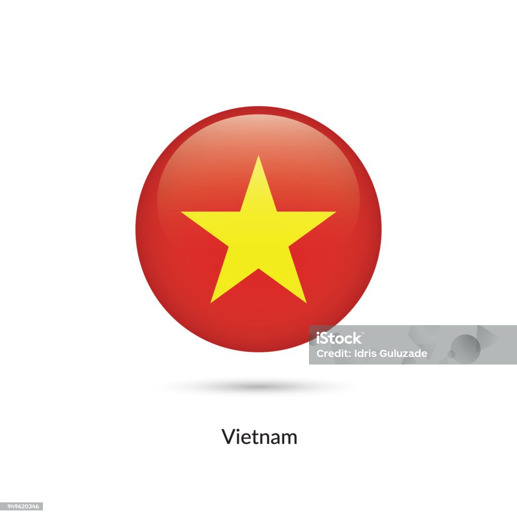 Vietnam flag - round glossy button. Vietnam flag - round glossy button. Vector Illustration. Asia stock vector