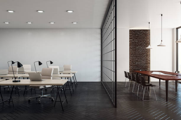 istock Stylish coworking office with copy space 949622530