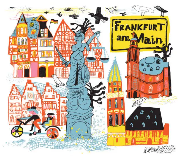 Vector illustration of Frankfurt in Germany