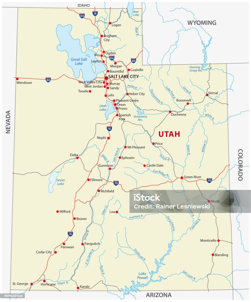 utah road map - arte vettoriale royalty-free di Utah