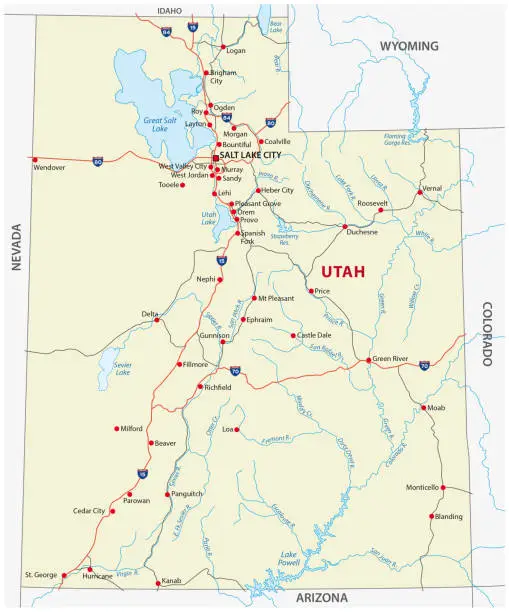 Vector illustration of utah road map