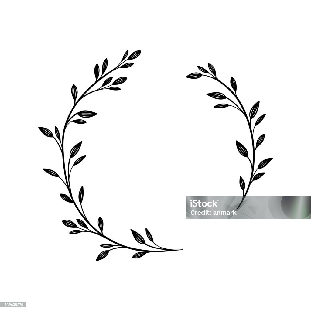 Hand drawn vector frame. Floral wreath for your text. Decorative elements for design. Vintage and rustic styles Hand drawn vector frame. Floral wreath with leaves for wedding and holiday. Decorative elements for design. Isolated Circle stock vector