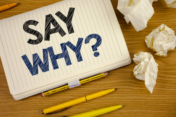 istock Writing note showing Say Why Question. Business photo showcasing Give an explanation Express reasons Asking a question Concept For Information 949638558