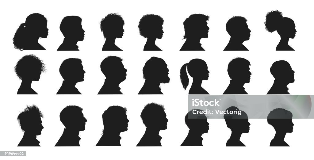 Human Faces Silhouette of Human Faces side vuew In Silhouette stock vector