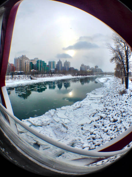istock View of frozen Bow River from inside the Peace Bridge 949644742