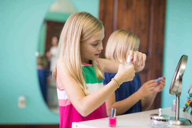 istock Elementary-age girls do makeup together 949652350