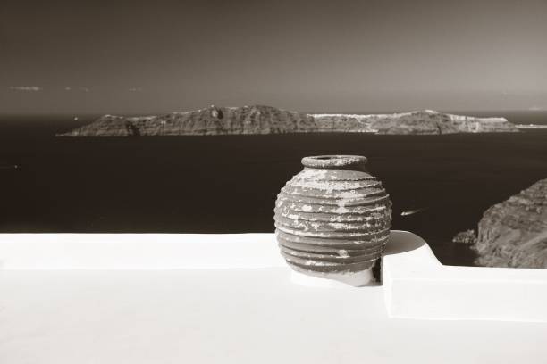 Porcelain in leisure life settings in Santorini, Greece.