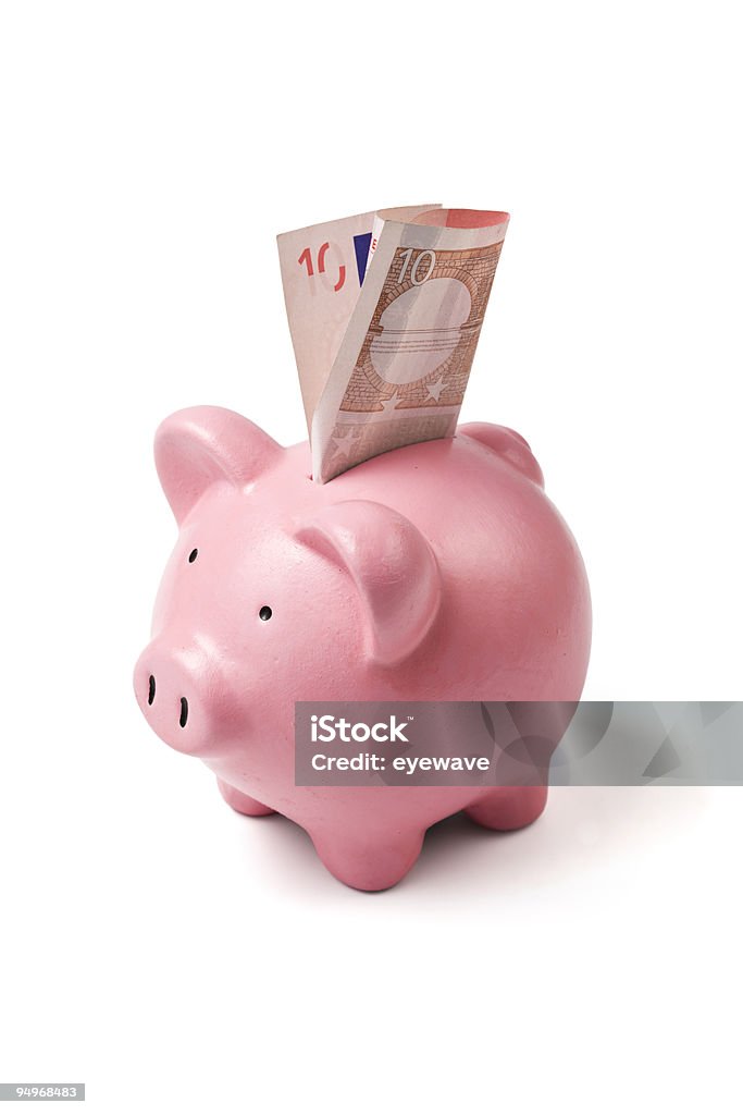 Sparschwein mit 10 euro Schein - Lizenzfrei EU-Währung Stock-Foto