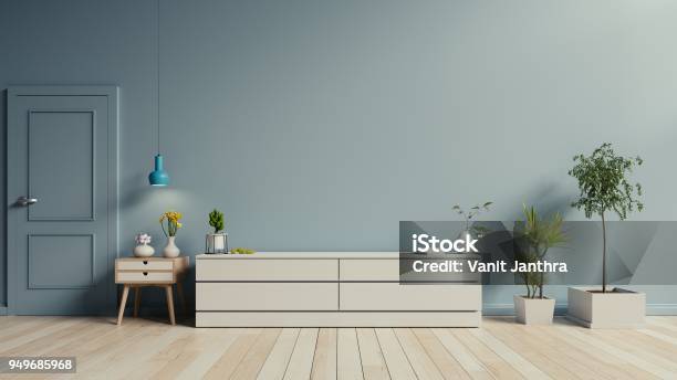 Cabinet Tv On The Wooden Floor Stock Photo - Download Image Now - Living Room, Furniture, Table