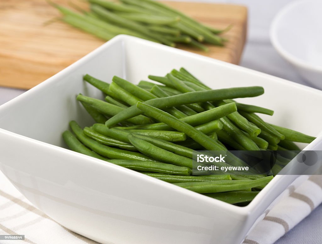 boiled green beans in white  bowl  Green Bean Stock Photo