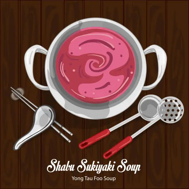 Vector illustration of shabu sukiyaki yong tau foo soup illustration graphic object