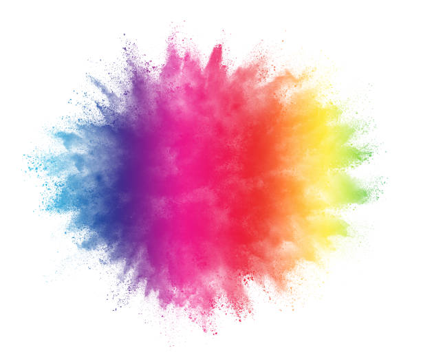 istock Freeze motion of colored powder explosions isolated on white background 949710602