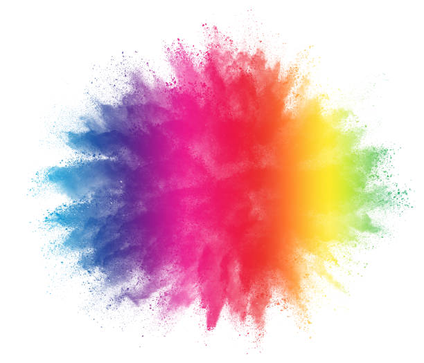 istock Freeze motion of colored powder explosions isolated on white background 949710646