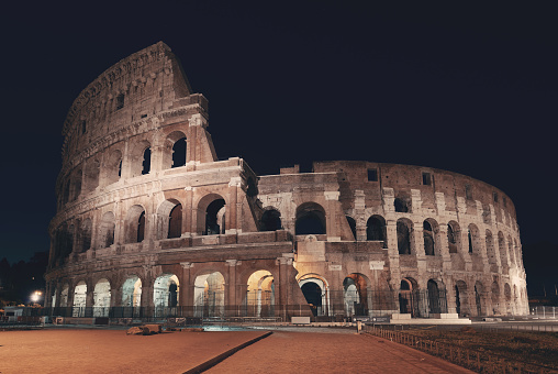Colosseo after sunset sunset in Rome, Italy