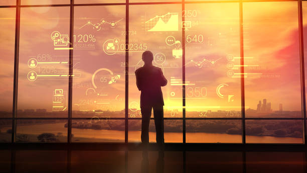 istock Corporate infographics and men in the office 949716832