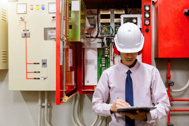 Engineer checking Industrial fire control system,Fire Alarm controller, Fire notifier, Anti fire.System ready In the event of a fire. Engineer checking Industrial fire control system,Fire Alarm controller, Fire notifier, Anti fire.System ready In the event of a fire. Notifier stock pictures, royalty-free photos & images