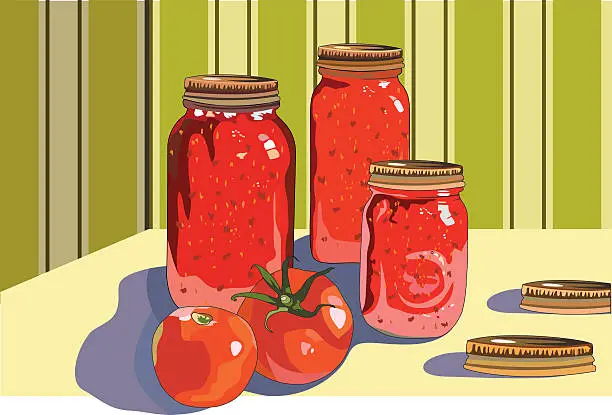 Vector illustration of Canning Jars of Tomatoes