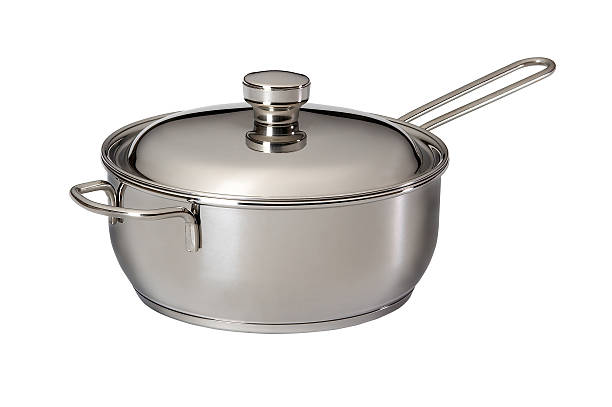 istock A stainless steel saucepan on a white background 94973407