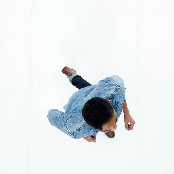 istock Top view of African American man running 949737368