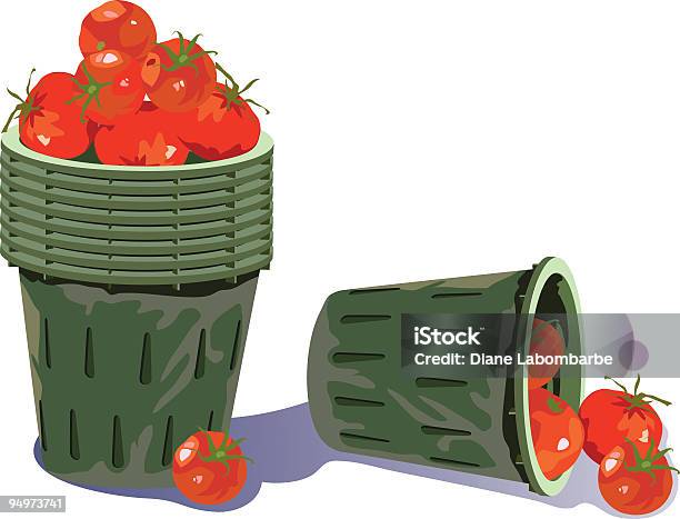 Ilustración de Cestas De Tomates y más Vectores Libres de Derechos de Agricultura - Agricultura, Alimento, Cesta