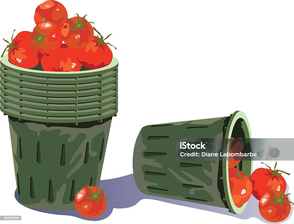 Kosze z pomidorów - Grafika wektorowa royalty-free (Bez ludzi)