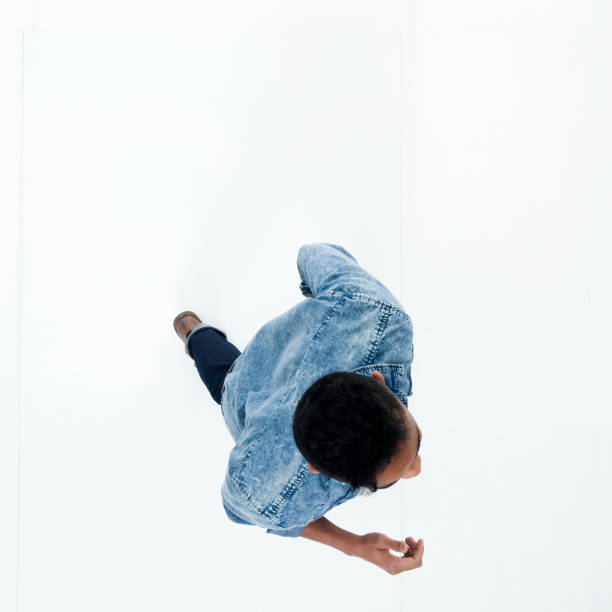 istock Top view of African American man running 949737478