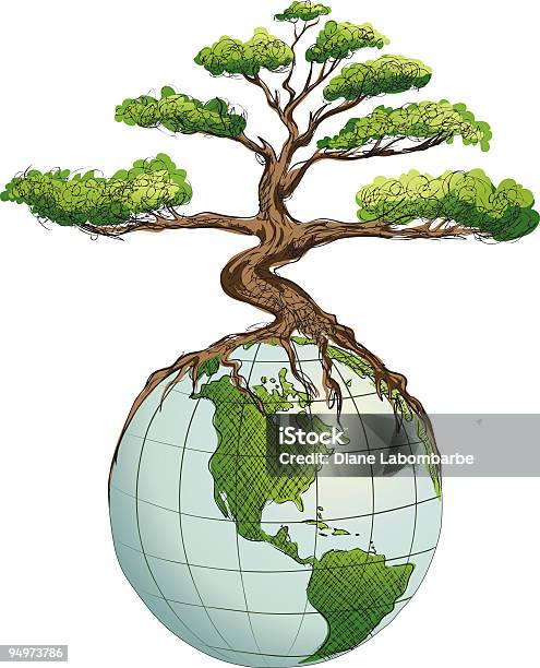 Vetores de A Consciência Ambientalbonsai Crescendo No Topo Do Mundo e mais imagens de Bonsai