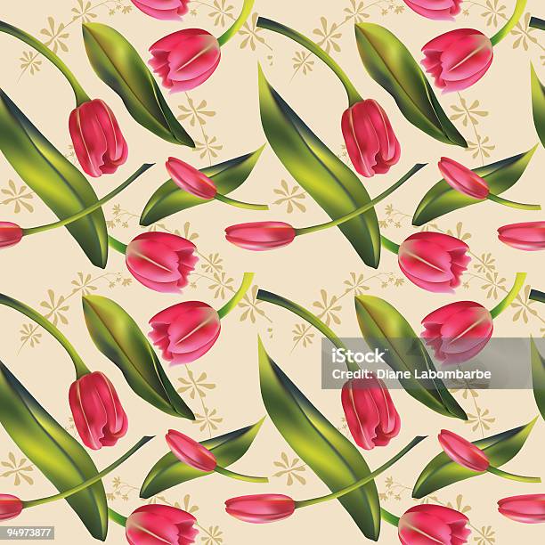 Papel De Parede Sem Costura Túlipas - Arte vetorial de stock e mais imagens de Tulipa - Tulipa, Padrão, Clip Art