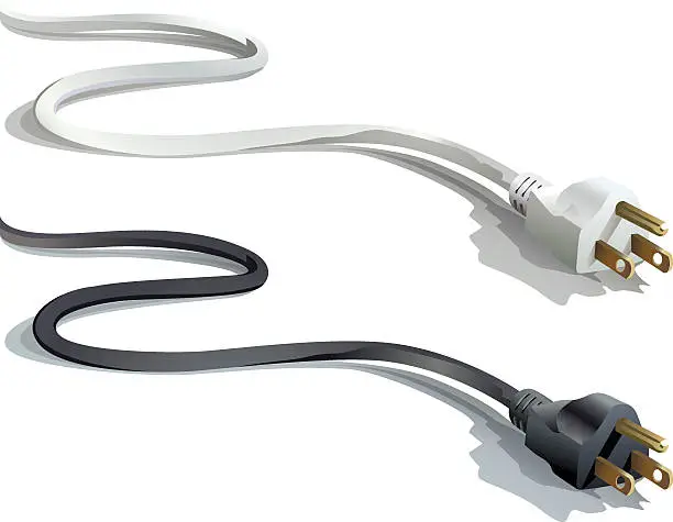 Vector illustration of Two Electric Plugs - North America Typical Appliance Cords