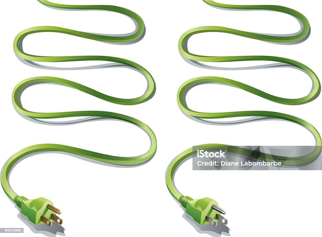 Conector macho verde - arte vectorial de Cordón de extensión libre de derechos